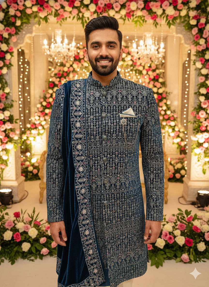 SANJOG MENS INDO WESTERN I/W2050 FAWN