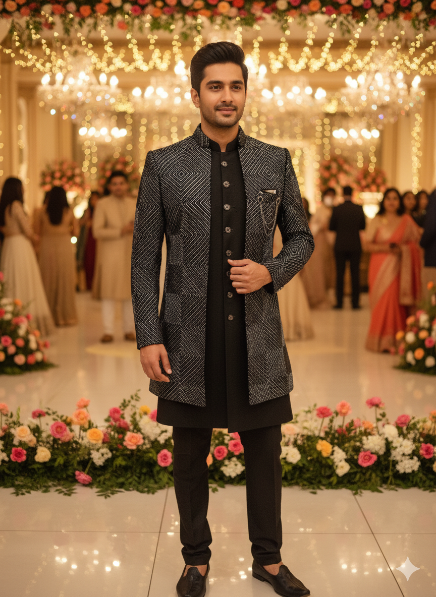 Lyte Club Mens Indo Western Indo21534Sg Black