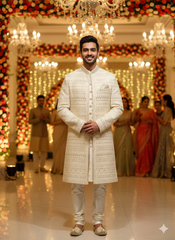 Lyte Club Mens Indo Western Iw-2076 Cream