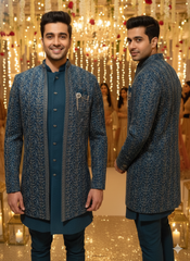 BLUE STAGE MENS INDO WESTERN 3PCS SET 27617 RAMA