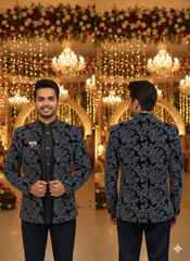 VASTAVIK MENS INDO WESTERN 3PCS SET 2595 NAVY