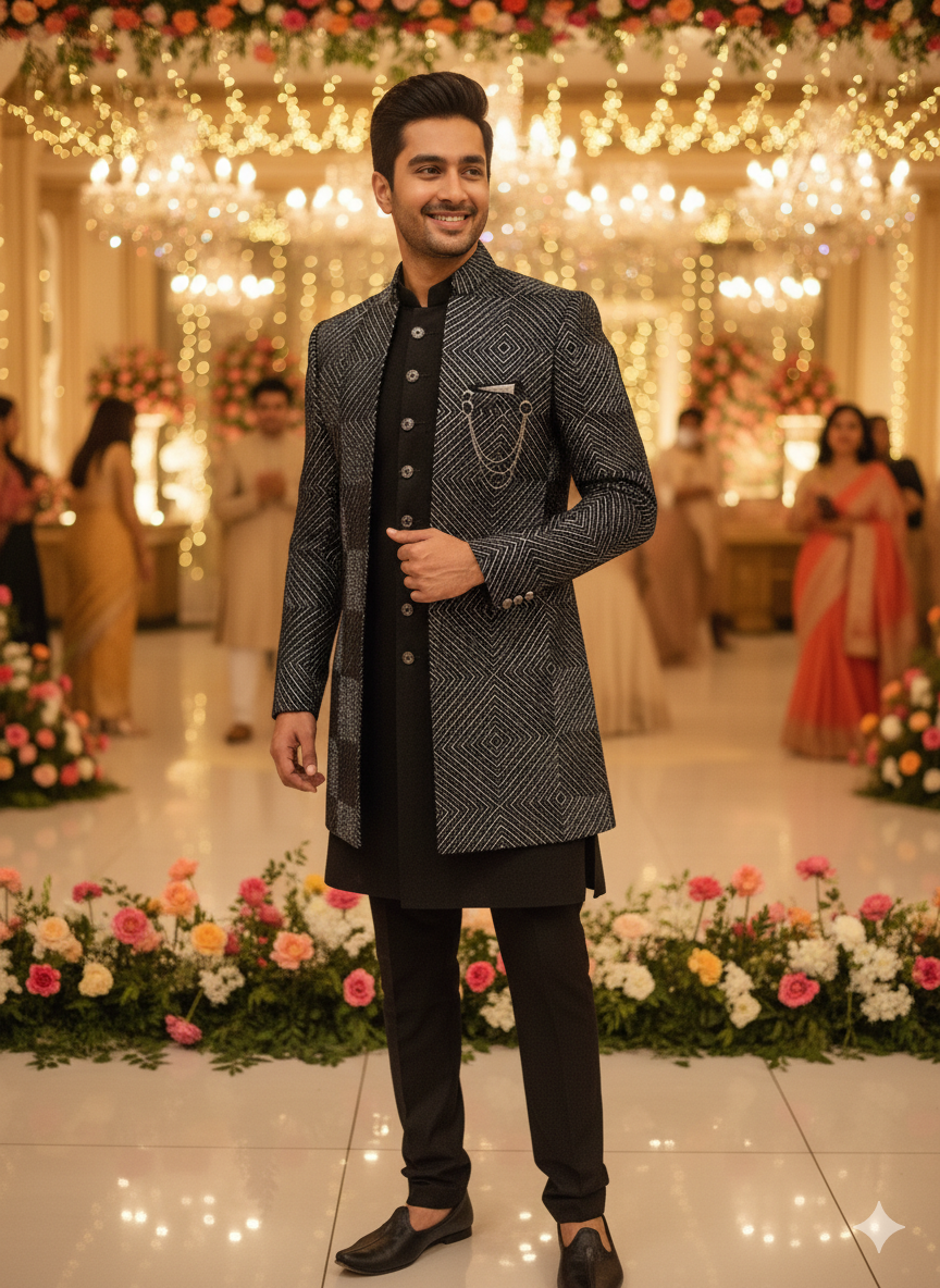 Lyte Club Mens Indo Western Indo21534Sg Black