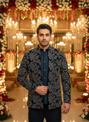 VASTAVIK MENS INDO WESTERN 3PCS SET 2595 NAVY