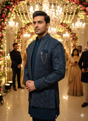 BLUE STAGE MENS INDO WESTERN 3PCS SET 27617 RAMA