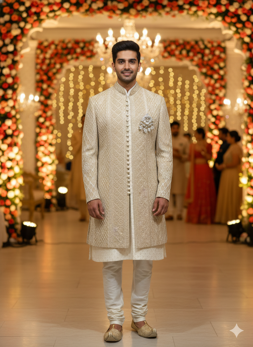 SANJOG MENS INDO WESTERN I/W2050 FAWN