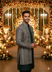 Emerald & Silver Grandeur: A Vision Of Indian Elegance