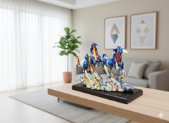 Vibrant Abstract Running Horses Statue