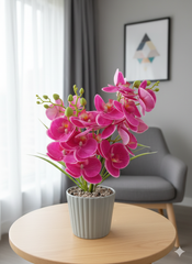 Artificial Orchid Flower Arrangement In Ceramic Pot