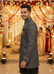 Regal Black Sherwani-Style Bandhgala For The Modern Indian Groom