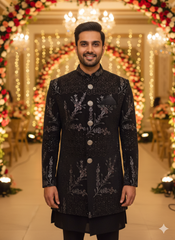 Luxury Teal Embroidered Bandhgala Ensemble