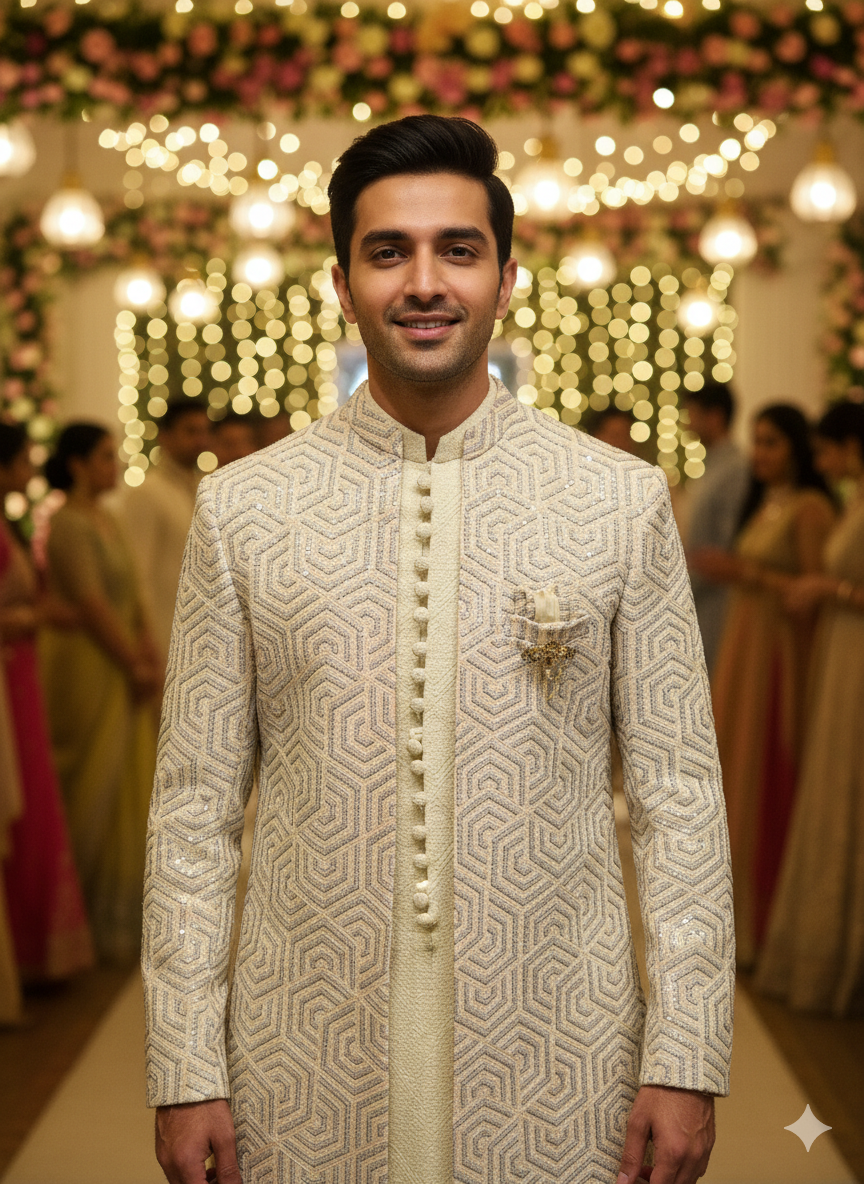 Lyte Club Mens Indo Western Iw-2048 Grey