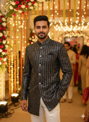 Cinematic Elegance: The Sequin Bandhgala At A Grand Indian Wedding