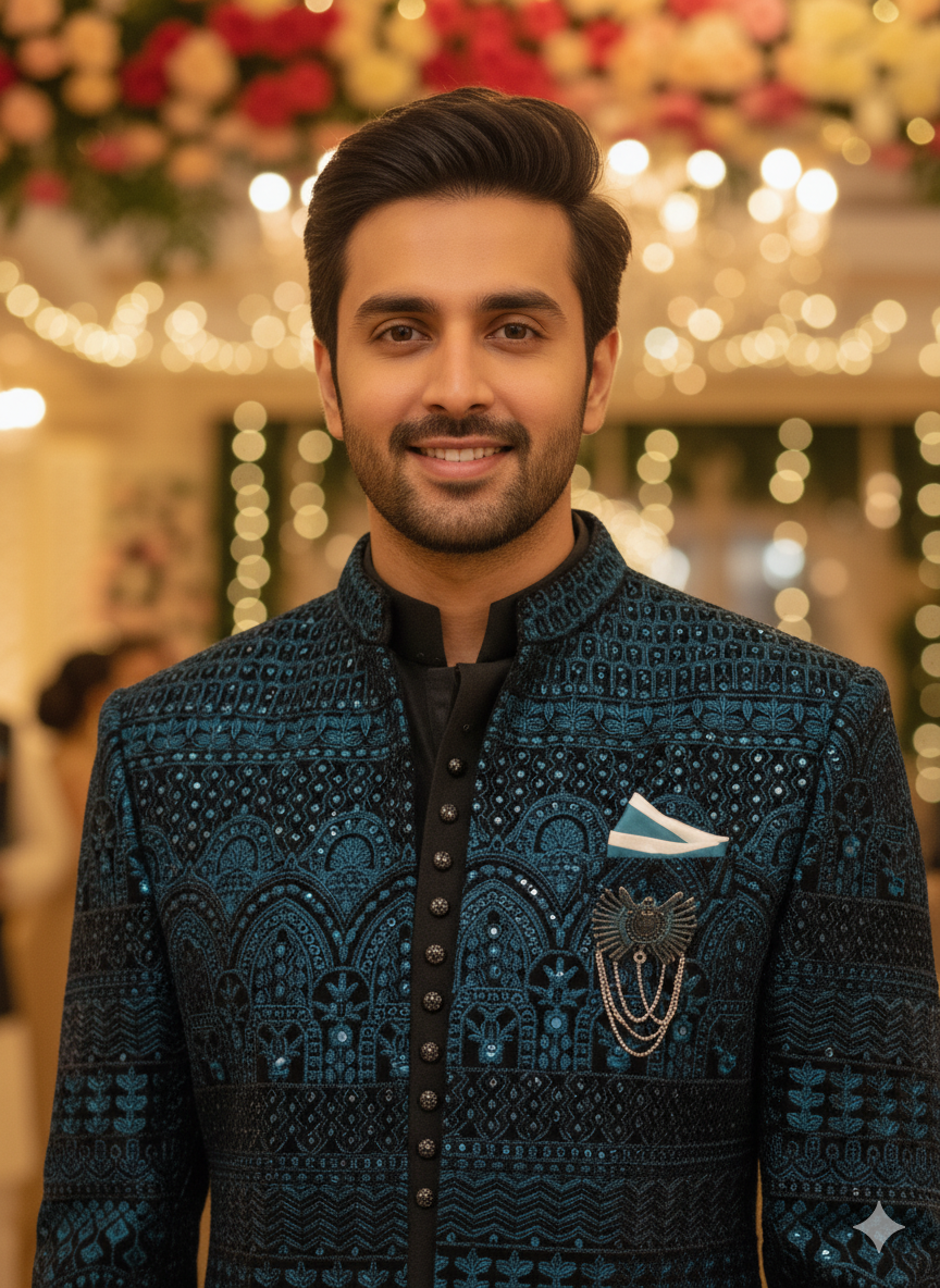 SANJOG MENS INDO WESTERN IW/2044 R.GREEN