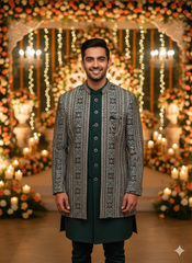 Emerald & Silver Grandeur: A Vision Of Indian Elegance