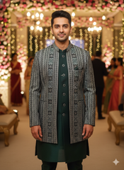 Emerald & Silver Grandeur: A Vision Of Indian Elegance