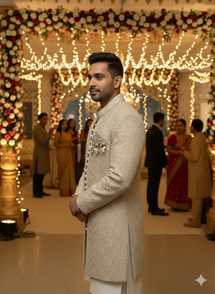 SANJOG MENS INDO WESTERN I/W2050 FAWN