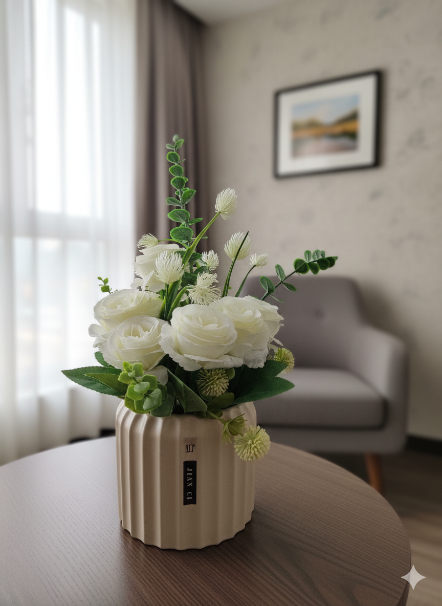 Elevate Your Space: Lifelike Silk Rose Centerpiece for Guest Rooms