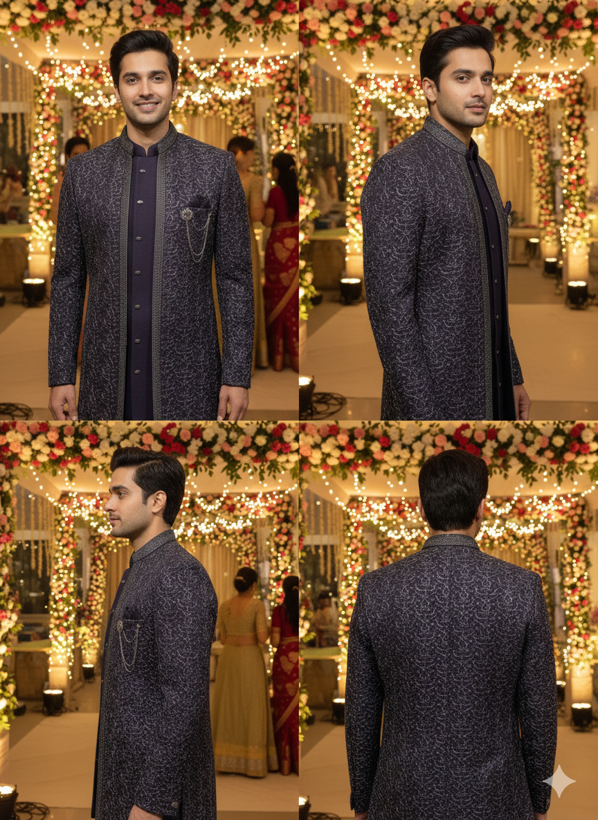 Lyte Club Mens Indo Western 3Pcs Set 27617 Purple