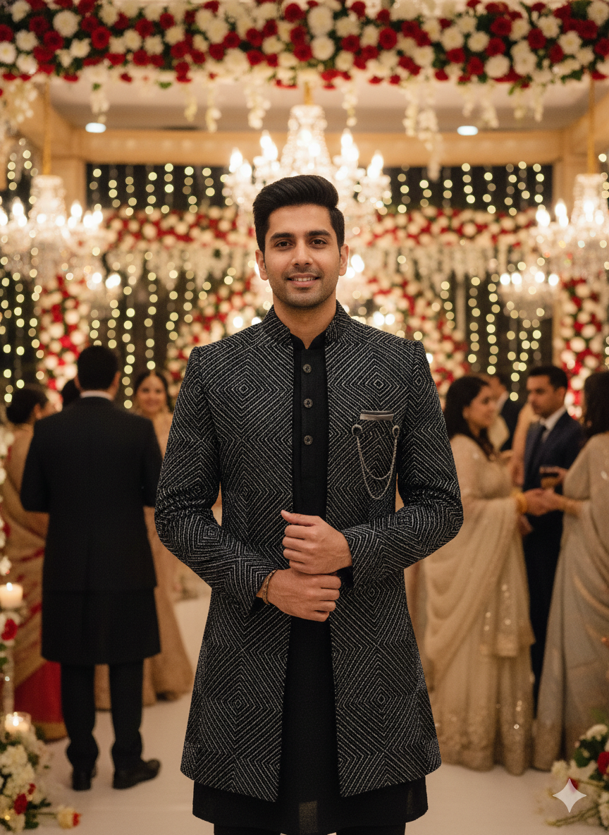 Lyte Club Mens Indo Western Indo21534Sg Black