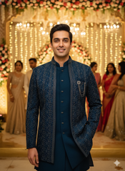 BLUE STAGE MENS INDO WESTERN 3PCS SET 27617 RAMA