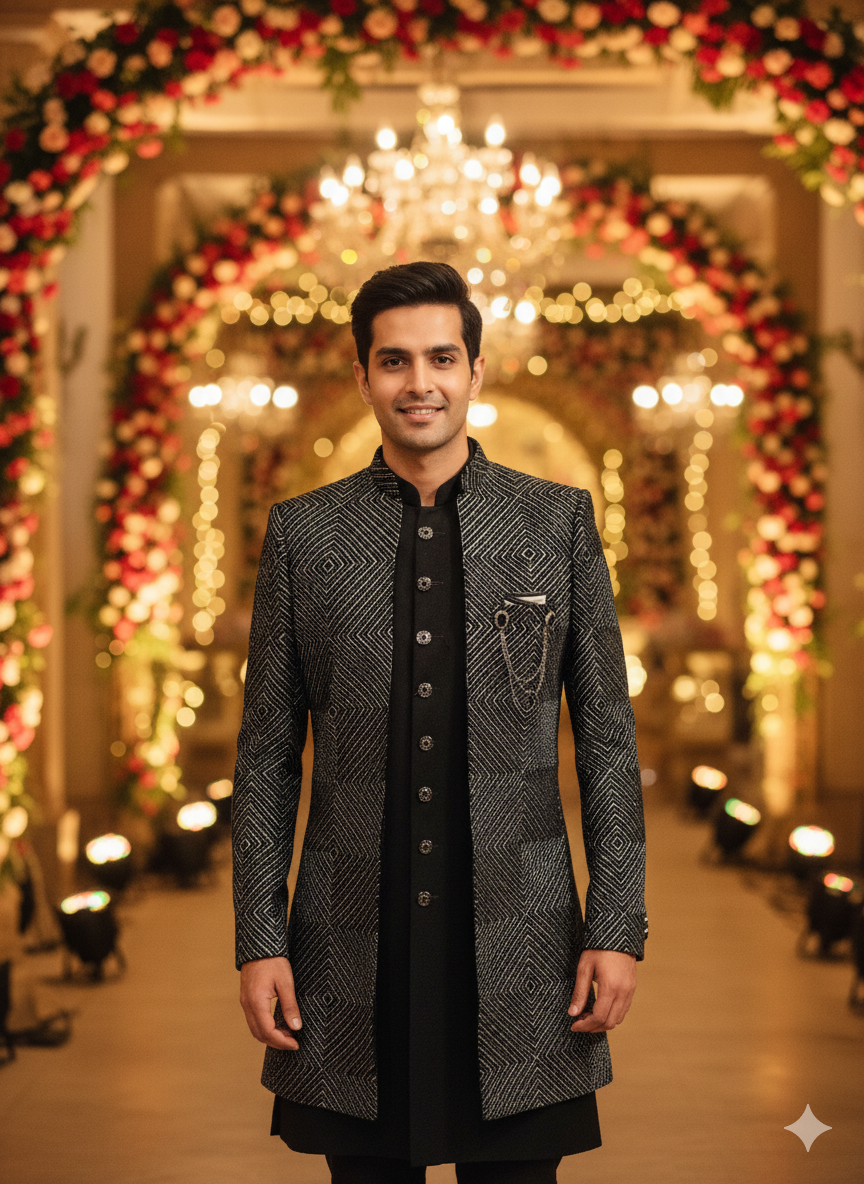 Lyte Club Mens Indo Western Indo21534Sg Black