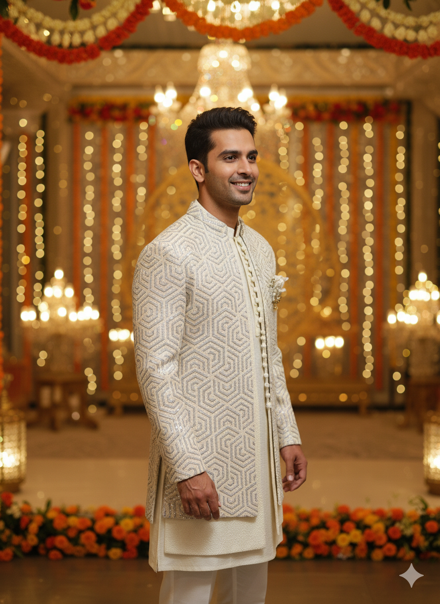 Lyte Club Mens Indo Western Iw-2048 Grey