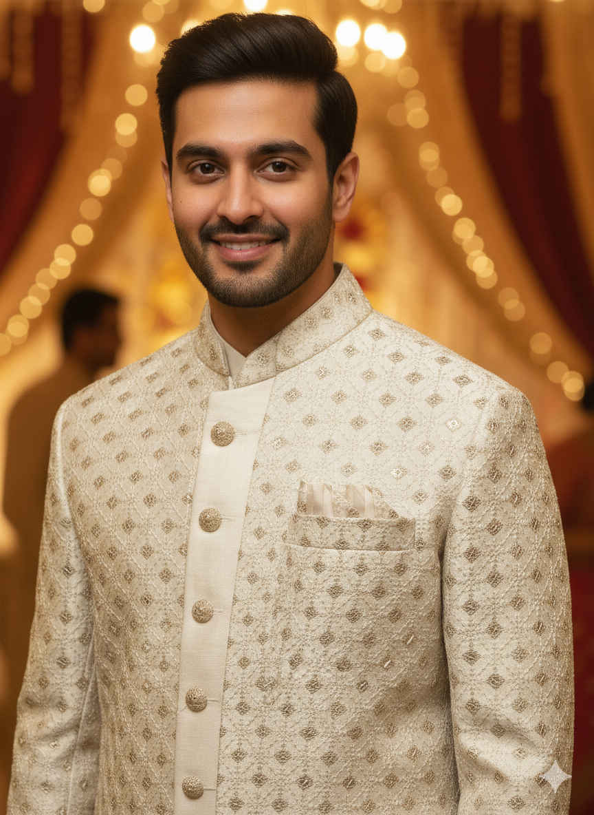 Lyte Club Mens Indo Western I/W-9916 Peach