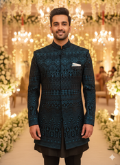 SANJOG MENS INDO WESTERN IW/2044 R.GREEN