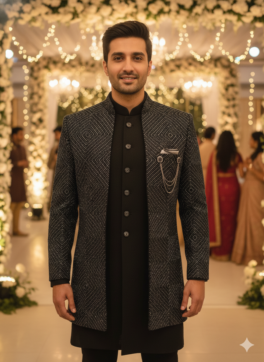 Lyte Club Mens Indo Western Indo21534Sg Black