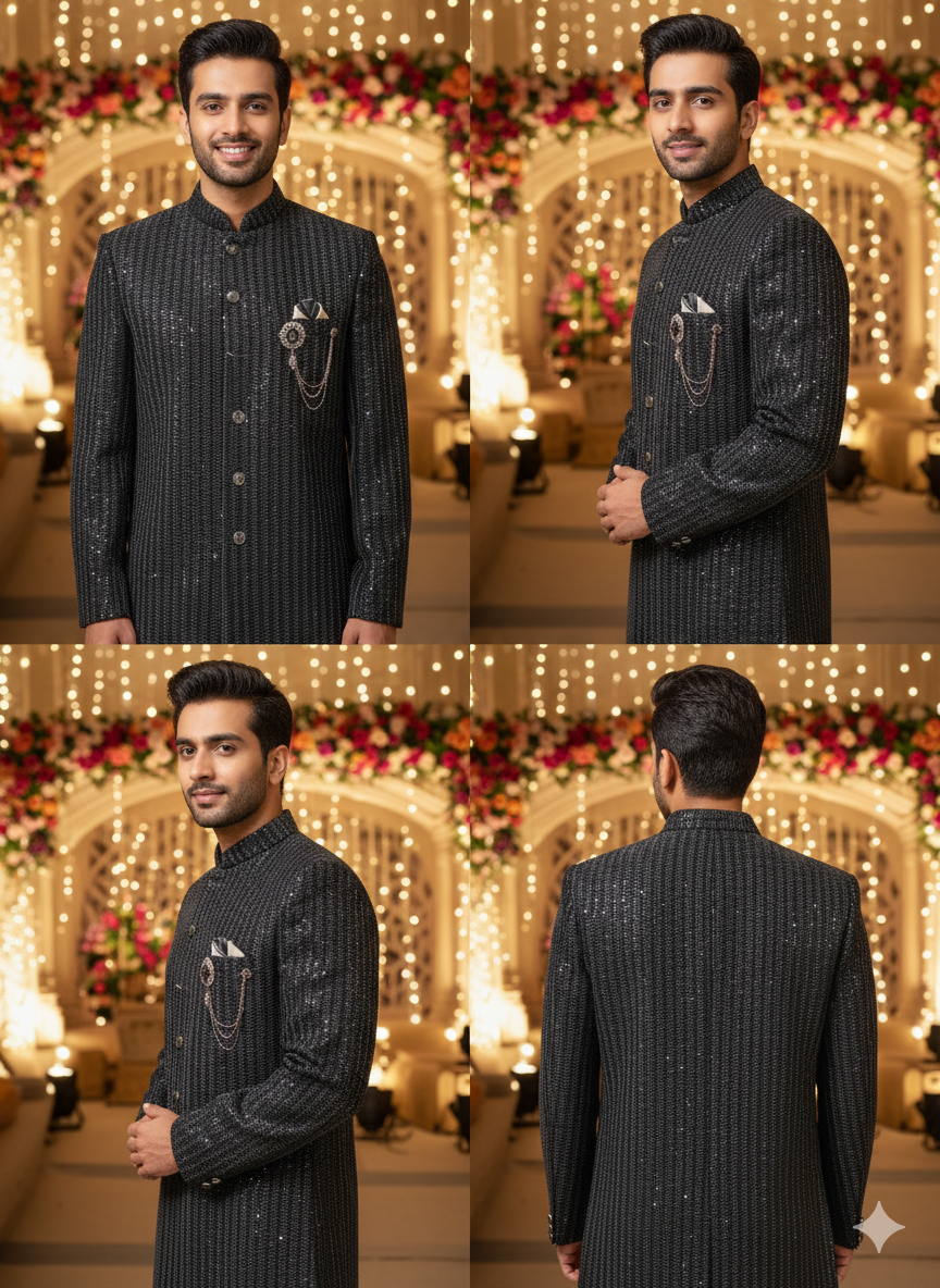 Cinematic Elegance: The Sequin Bandhgala At A Grand Indian Wedding