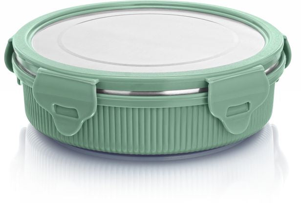 Lock N Store Microsafe Steel Round With Steel Lid 600 Ml
