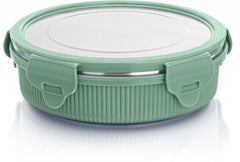 Lock N Store Microsafe Steel Round With Steel Lid 600 Ml