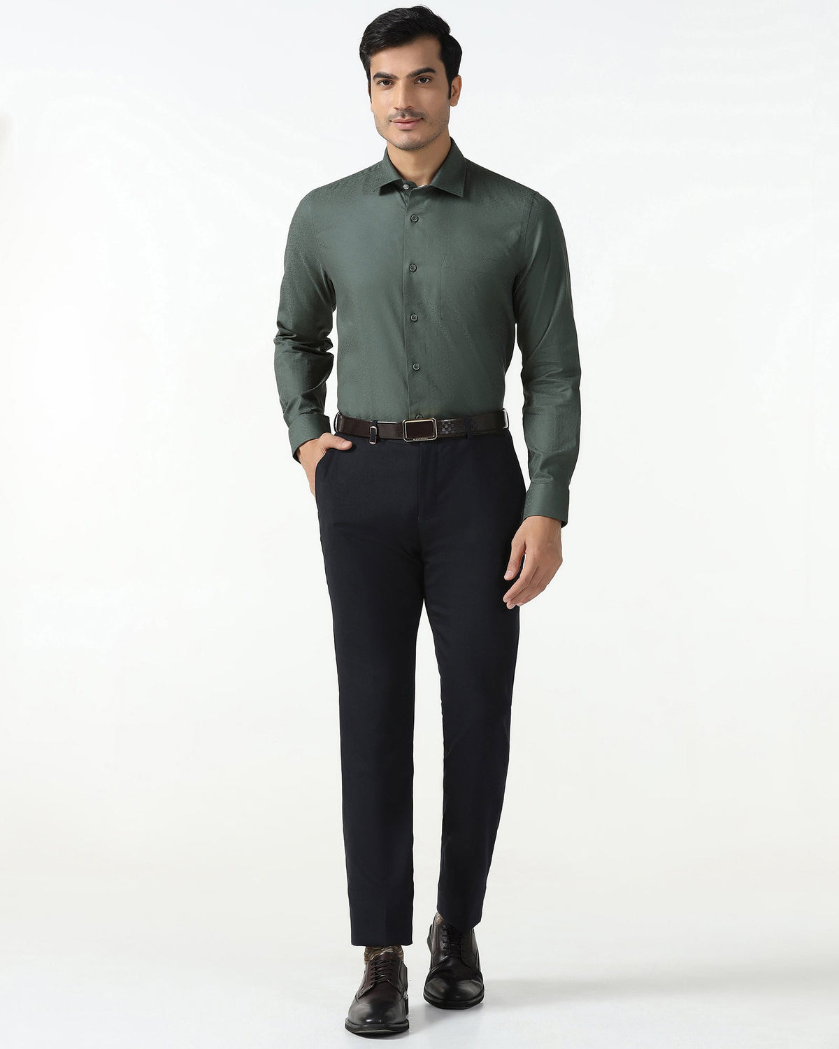 Blackberry Mens Formal Shirt F/S Nl-Lg-Jq-Romeo Green