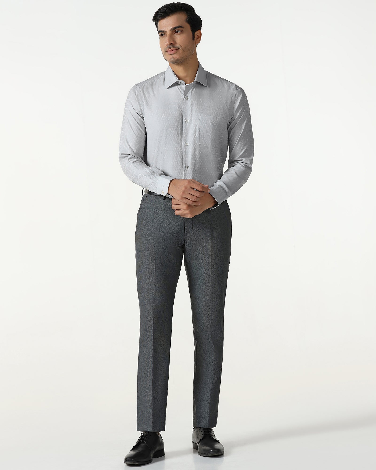 BLACKBERRY MENS FORMAL SHIRT F/S BP-LG-JQ-RILE GREY
