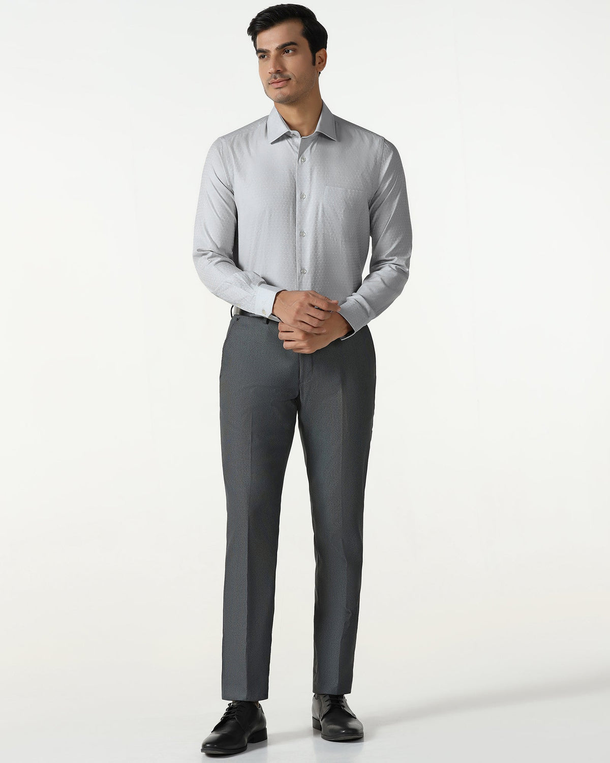 BLACKBERRY MENS FORMAL SHIRT F/S BP-LG-JQ-RILE GREY