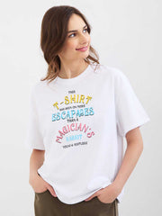 SPYKAR LADIES WESTERN T-SHIRT F/S WKTFT2BE120 NEW OFF WHITE