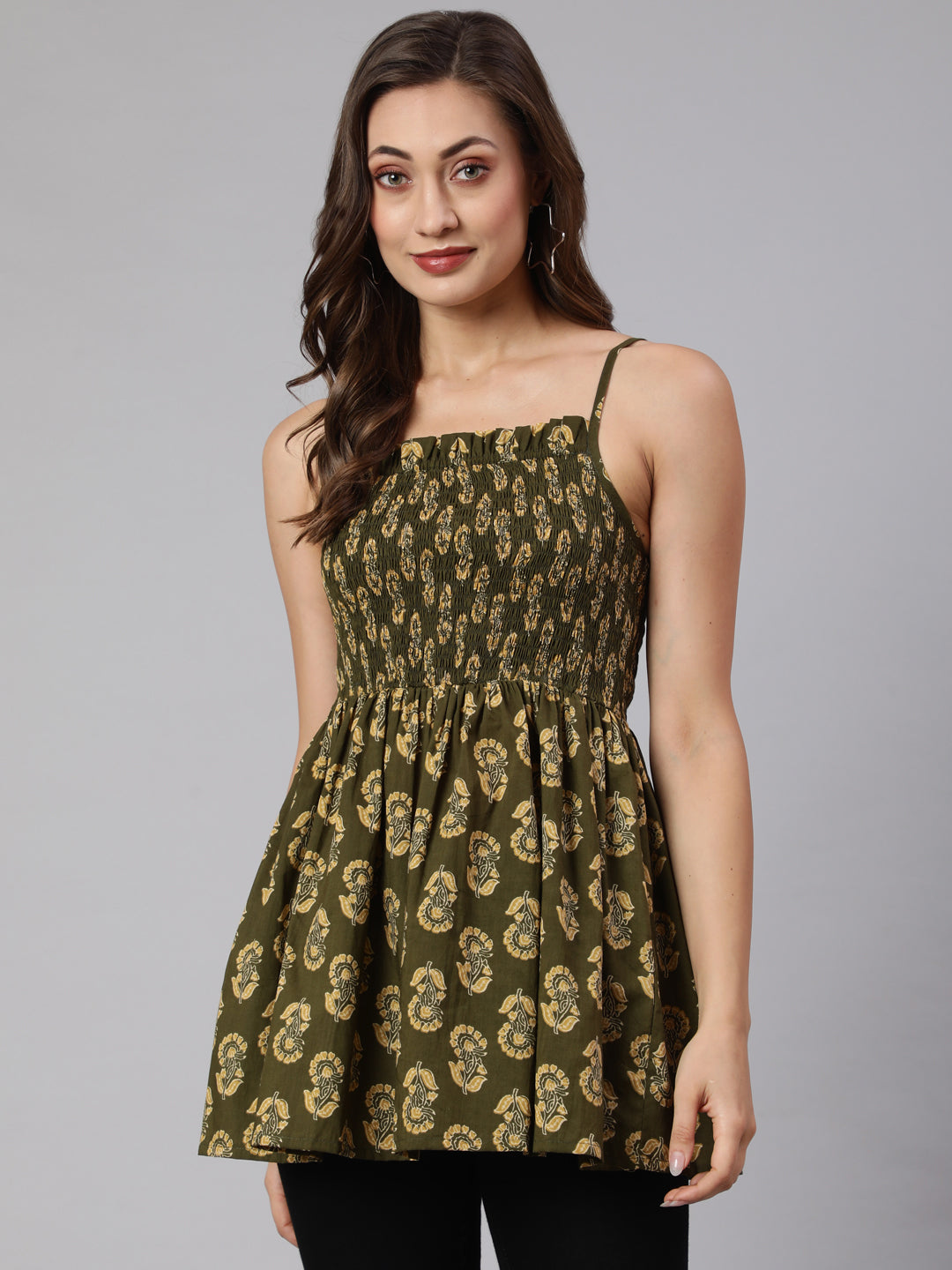 Jaipur Kurti Ladies Western Kurti 1Pcs 1B23Topsr007 Olivegreen