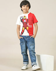 BIO WORLD BOYS T-SHIRT H/S IRMKBTSRT003754 OFF WHITE/RED