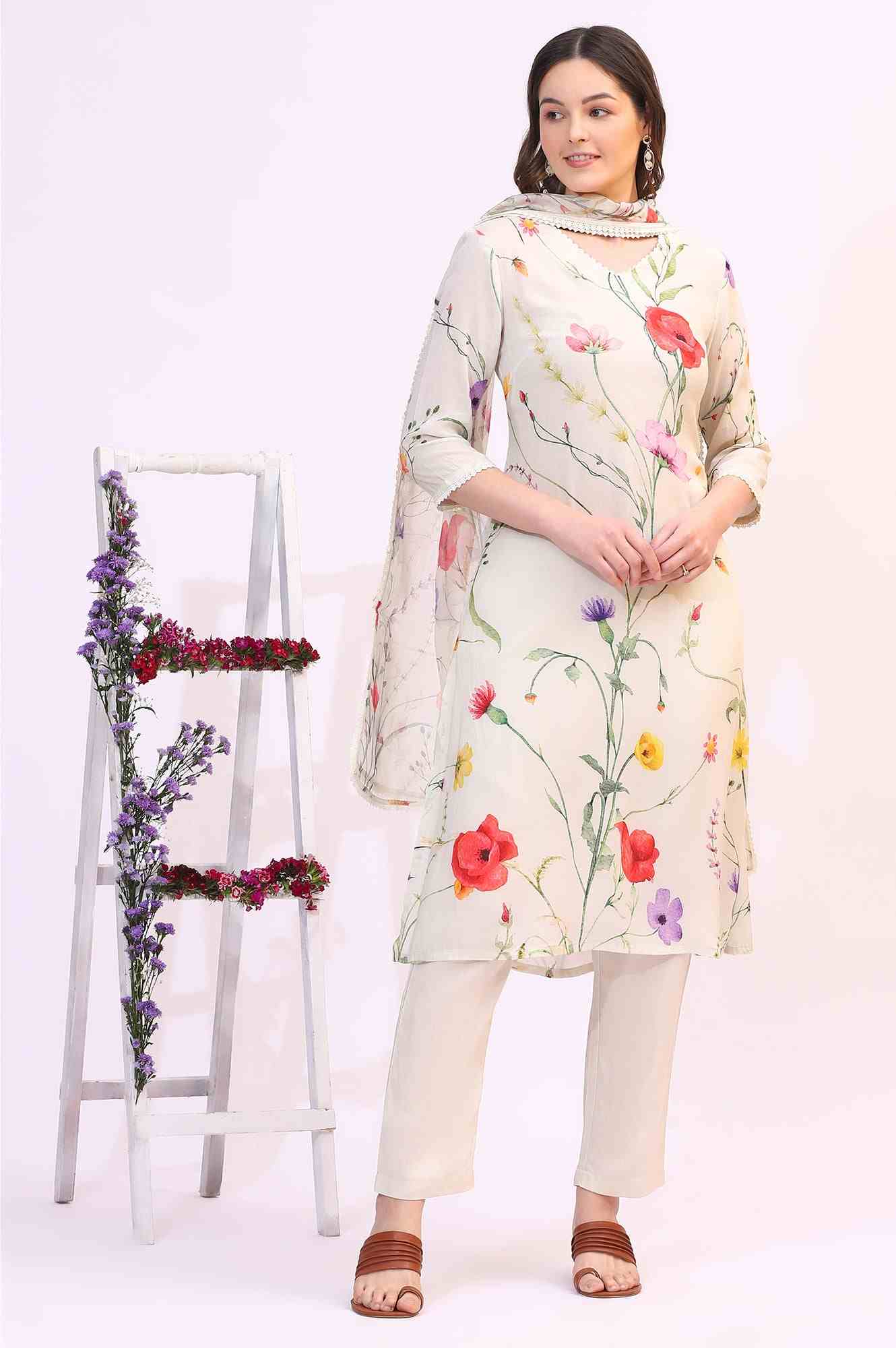 W Ladies Western Kurti 3Pcs Set Ws12552 125776