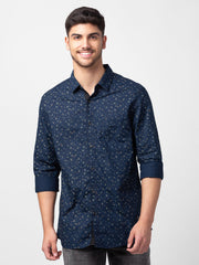 Spykar Mens Casual Shirt F/S Mshps1Bc110 Navy