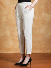 Off-White Solid Cotton Slub Straight Pants