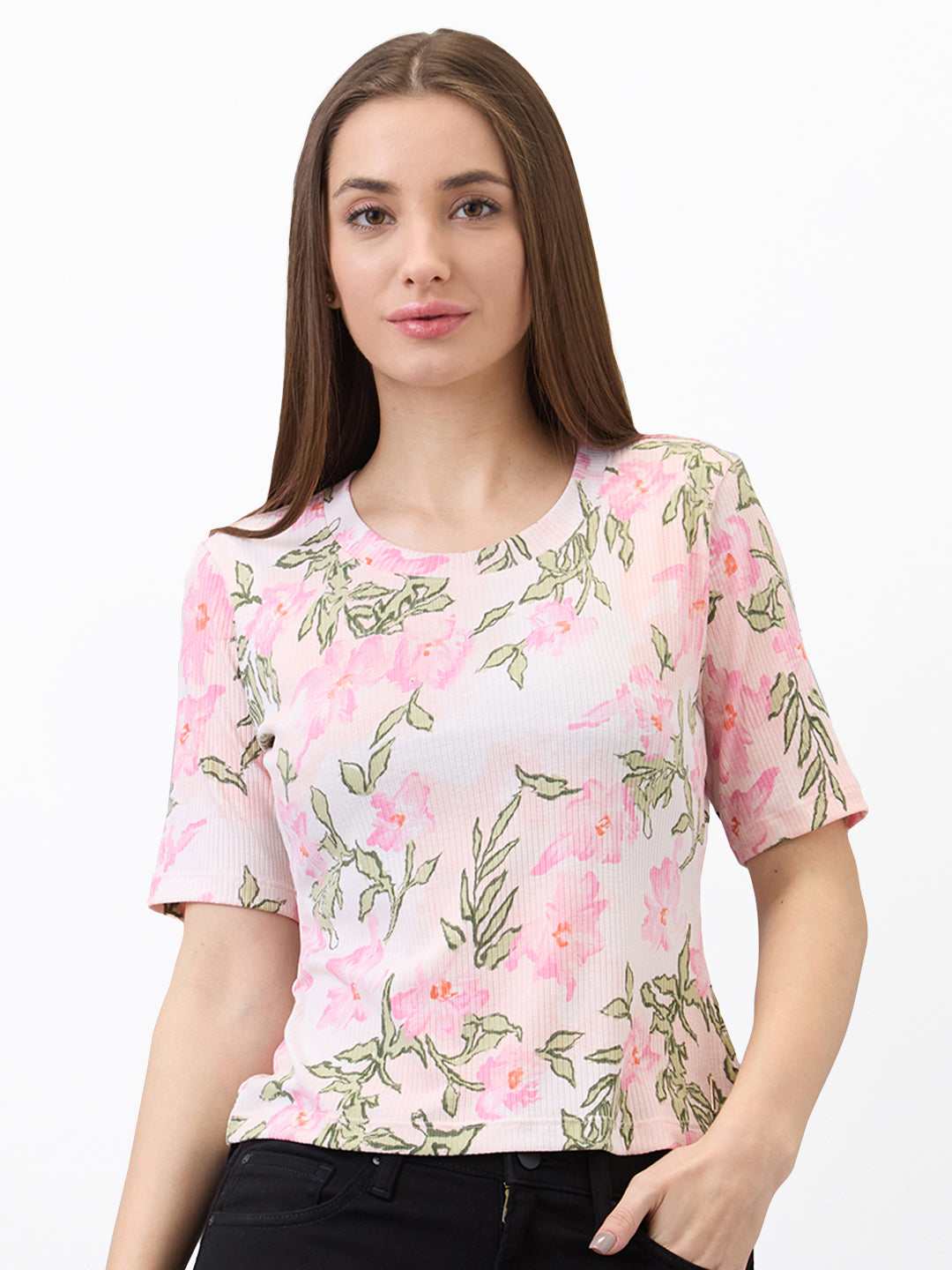 Spykar Ladies Western T-Shirt H/S Wktft1Be063 Ecru