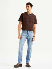 Light blue Levi's men's slim fit mid-rise jeans with classic five-pocket design and straight leg fit.