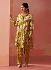 Seher Light Olive Printed Chanderi Co-Ord Set