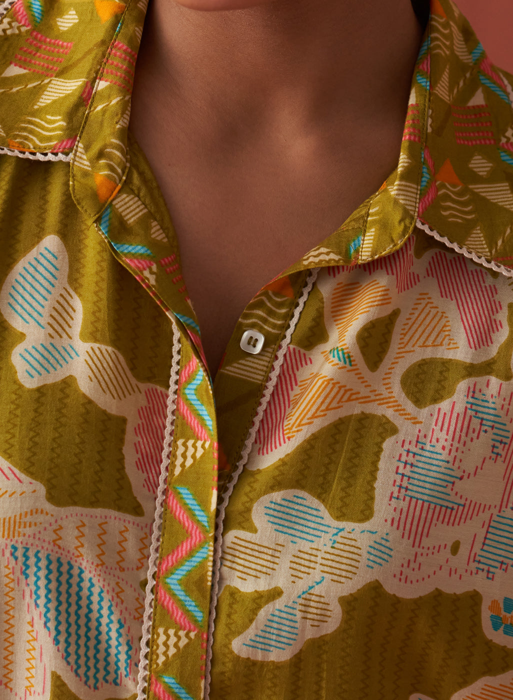 Seher Light Olive Printed Chanderi Co-Ord Set