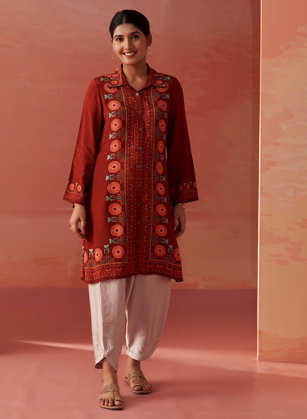 Hayat Maroon Printed Viscose Kurta For Women