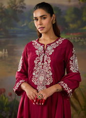 Husna Silk Embroidered Ladies Straight Suit Set With Dupatta