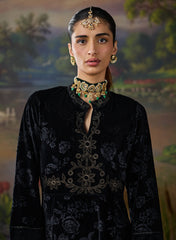 Eve Black Zari Embroidered Ladies Velvet Dress