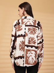 Gipsy Brown Printed Rayon Shirt