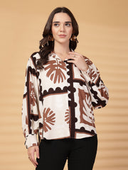 Gipsy Brown Printed Rayon Shirt